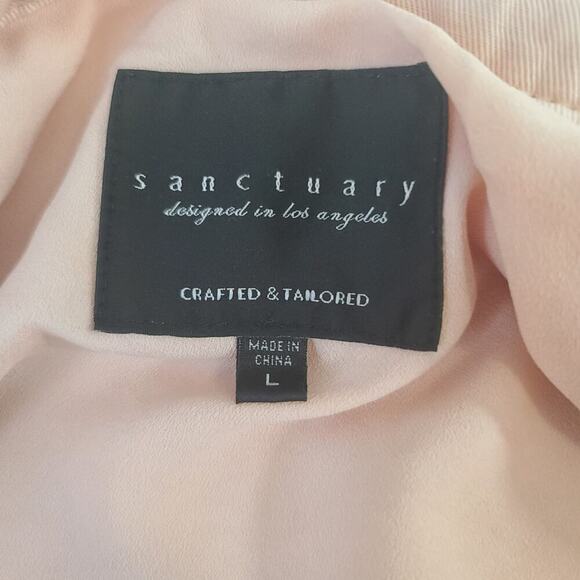 Sanctuary Linen womens pink pilot bomber jacket Sz Large Quiet Luxury Stitch Fix - Picture 8 of 12